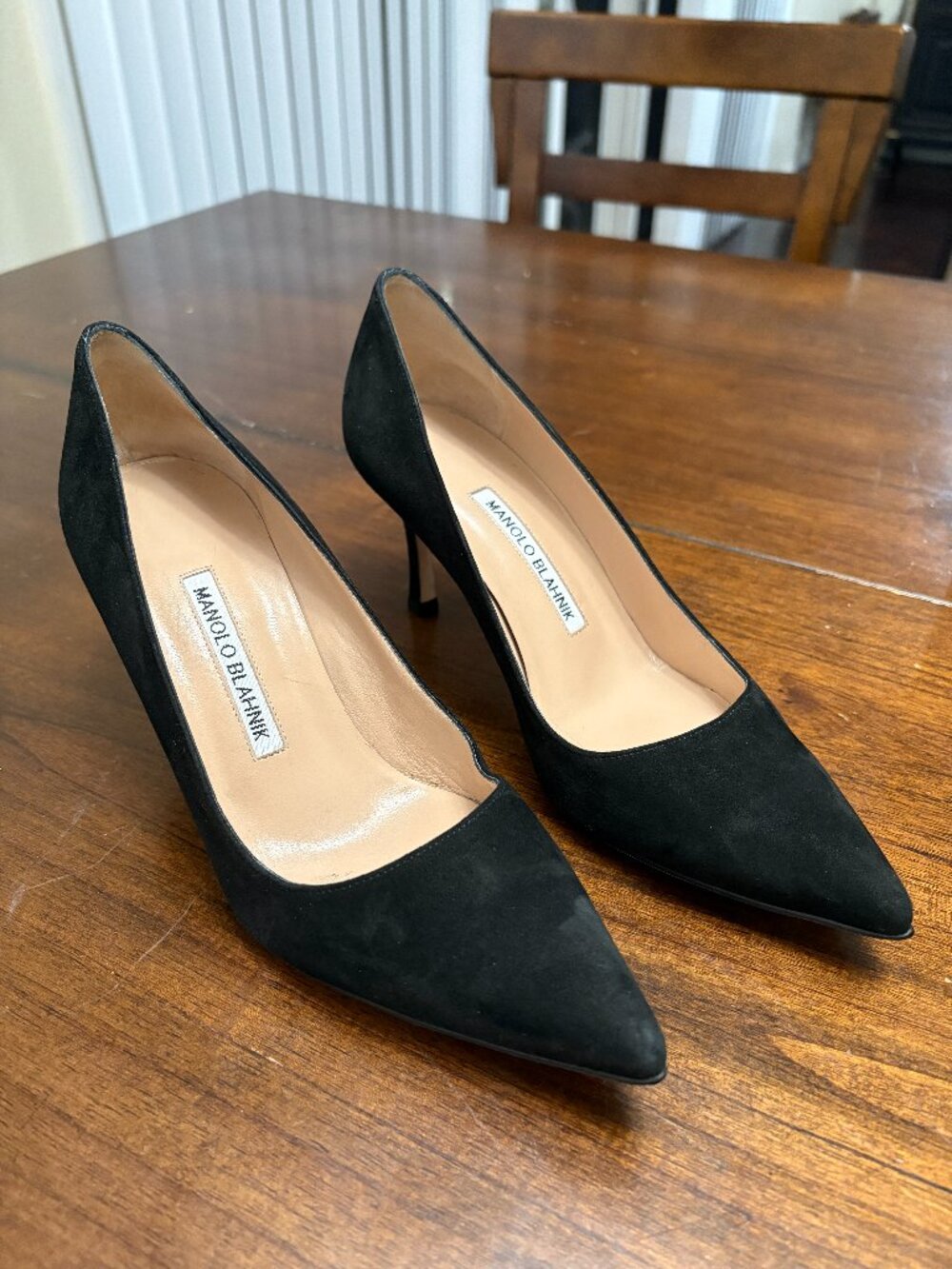 Vintage Manolo Blahnik Black Leather Heels 37
